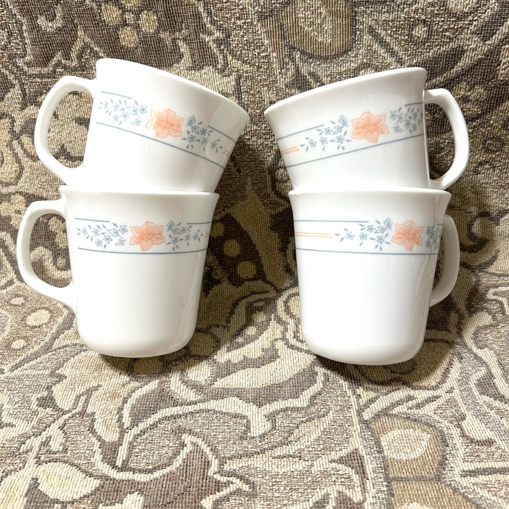 4 Apricot Grove Corelle Corning Ware Mugs Cups Retired Discontinued